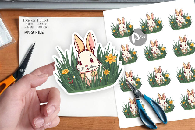 Grass Bunny Sticker Sublimation artnoy 