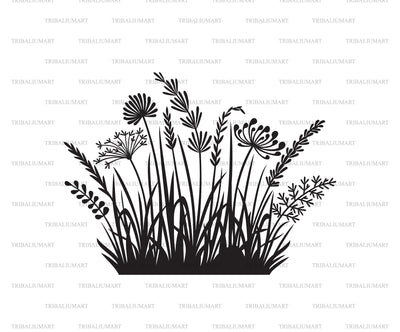 Grass silhouettes (flowers and plants) SVG TribaliumArtSF 