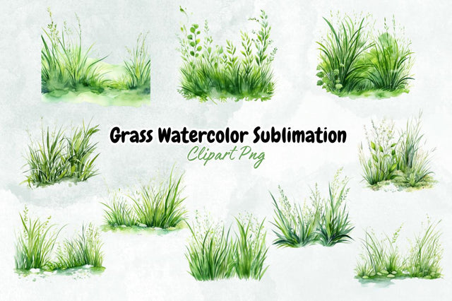 Grass Watercolor Sublimation Clipart Bundle Sublimation Designangry 