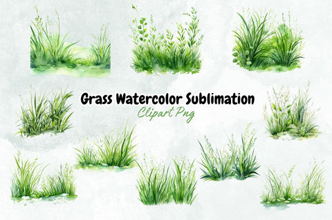 Grass Watercolor Sublimation Clipart Bundle Sublimation Designangry 