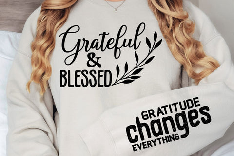 Grateful And Blessed Sleeve SVG, Boho Inspirational SVG, Love Yourself SVG, Positive Quotes SVG Design SVG Regulrcrative 