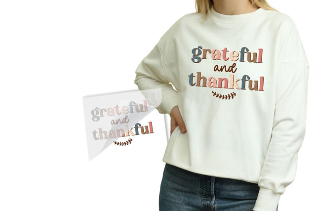 Grateful and Thankful Boho DTF Heat Transfer Physical So Fontsy T-Shirt Iron-On Transfer Shop 4x4