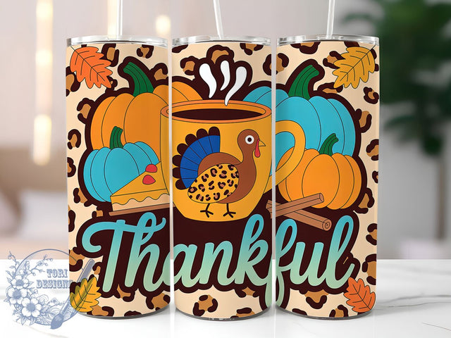 Grateful Fall Coffee Tumbler, Thanksgiving Wrap, 20oz Sublimation, Autumn Coffee Cup, Grateful Mug Design, Fall Coffee Tumbler, Thanksgiving Drinkware Sublimation ToriDesigns 