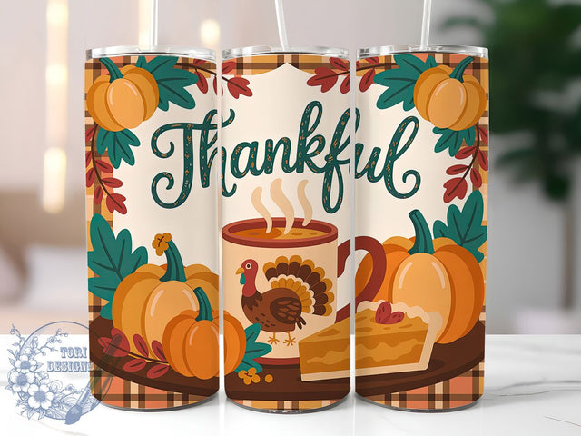 Grateful Fall Coffee Tumbler, Thanksgiving Wrap, 20oz Sublimation, Autumn Coffee Cup, Grateful Mug Design, Fall Coffee Tumbler, Thanksgiving Drinkware Sublimation ToriDesigns 