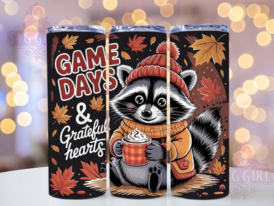 Grateful Game Day Fall Tumbler Wrap, Grateful Hearts Wrap, Fall Football Cup, 20oz Sublimation, Autumn Sports Mug, Football Season Tumbler, Thankful Fall Drinkware Sublimation SvggirlplusArt 