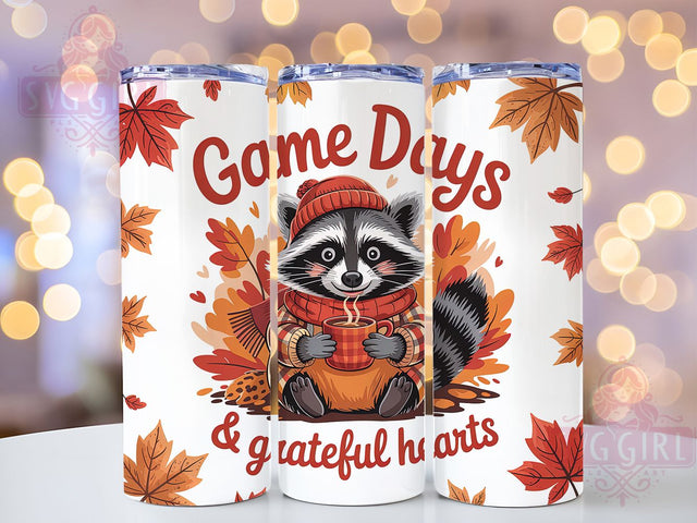 Grateful Game Day Fall Tumbler Wrap, Grateful Hearts Wrap, Fall Football Cup, 20oz Sublimation, Autumn Sports Mug, Football Season Tumbler, Thankful Fall Drinkware Sublimation SvggirlplusArt 