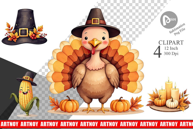Grateful Gathering Clipart Sublimation artnoy 