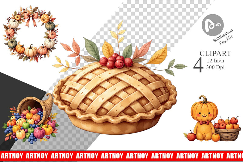 Grateful Gathering Clipart Sublimation artnoy 