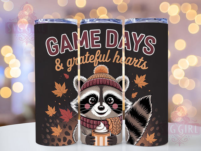 Grateful Hearts Fall Football Tumbler, Game Day Cup, 20Oz Sublimation Wrap, Autumn Sports Drinkware, Thankful Football Gift, Seasonal Mug Design, Cozy Game Day Tumbler Sublimation SvggirlplusArt 