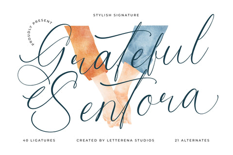 Grateful Sentora - Stylish Signature Font Letterena Studios 