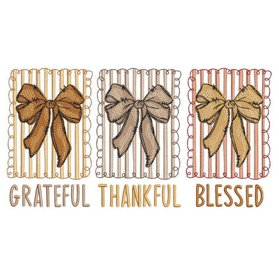 Grateful Thankful Blessed Coquette Bow Embroidery Design Fall Autumn Machine Embroidery File Instant Download Embroidery/Applique DESIGNS Nino Nadaraia 