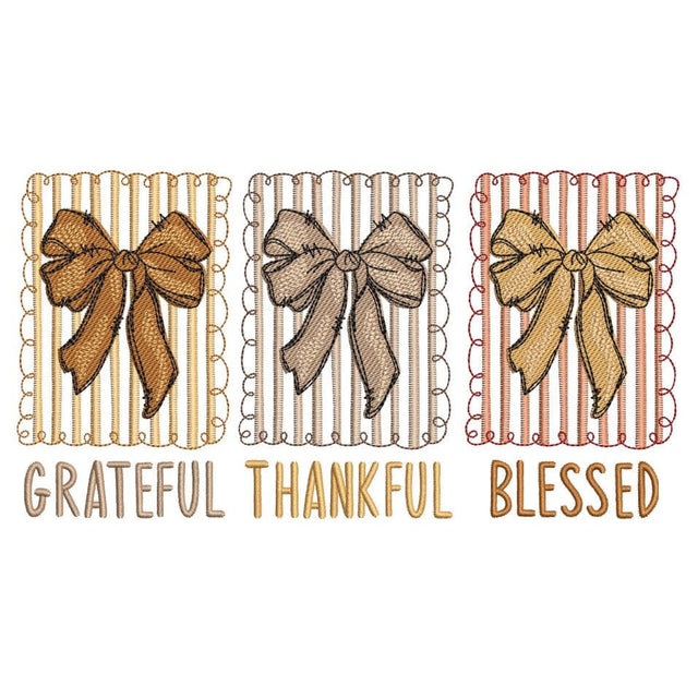Grateful Thankful Blessed Coquette Bow Embroidery Design Fall Autumn Machine Embroidery File Instant Download Embroidery/Applique DESIGNS Nino Nadaraia 