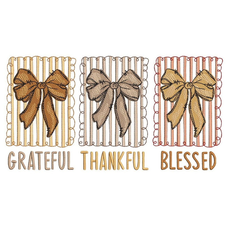 Grateful Thankful Blessed Coquette Bow Embroidery Design Fall Autumn Machine Embroidery File Instant Download Embroidery/Applique DESIGNS Nino Nadaraia 