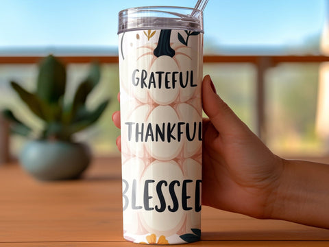 Grateful Thankful blessed Fall Tumbler Wrap Sublimation png Sublimation Luvleigh Digitals 