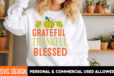 Grateful Thankful Blessed SVG Cut File,Thanksgiving SVG Quotes , Thanksgiving SVG Design , Fall SVG Design, Autumn SVG Cut File SVG BlackCatsMedia 