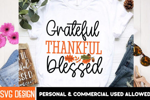 Grateful Thankful Blessed SVG Cut File,Thanksgiving SVG Quotes , Thanksgiving SVG Design , Fall SVG Design, Autumn SVG Cut File SVG BlackCatsMedia 