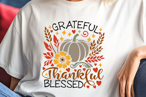 Grateful Thankful Blessed| Thanksgiving Pumpkin SVG Cutting Files. SVG CosmosFineArt 