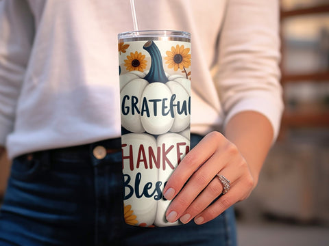 Grateful Thankful blessed Tumbler wrap Sublimation PNG Sublimation Luvleigh Digitals 