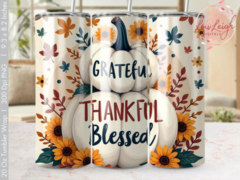 Grateful Thankful blessed Tumbler wrap Sublimation PNG Sublimation Luvleigh Digitals 