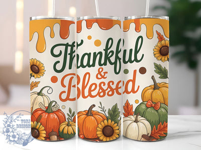 Grateful Thankful Fall Tumbler, Grateful Wrap, 20oz Sublimation, Blessed Fall Cup, Autumn Thankful Mug, Inspirational Tumbler, Thanksgiving Drinkware Sublimation ToriDesigns 