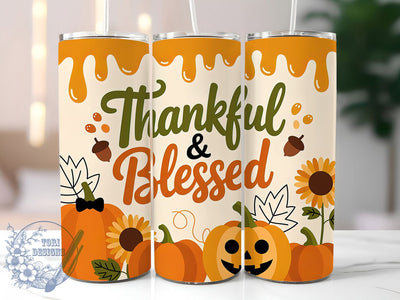 Grateful Thankful Fall Tumbler, Grateful Wrap, 20oz Sublimation, Blessed Fall Cup, Autumn Thankful Mug, Inspirational Tumbler, Thanksgiving Drinkware Sublimation ToriDesigns 