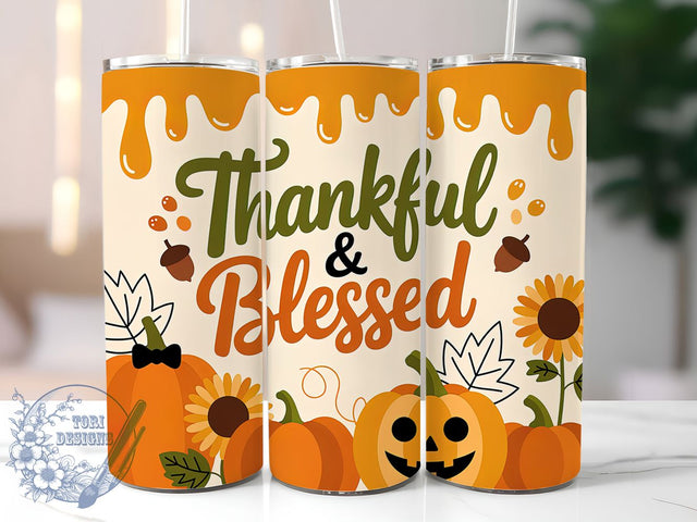 Grateful Thankful Fall Tumbler, Grateful Wrap, 20oz Sublimation, Blessed Fall Cup, Autumn Thankful Mug, Inspirational Tumbler, Thanksgiving Drinkware Sublimation ToriDesigns 