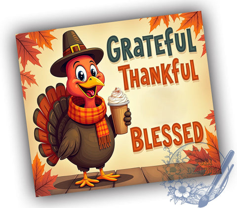Grateful Tumbler, Thankful Design, Blessed Sublimation, Thanksgiving Gift, Fall Decor, Holiday Tumbler, Personalized Drinkware, Cute Tumbler Design Sublimation ToriDesigns 