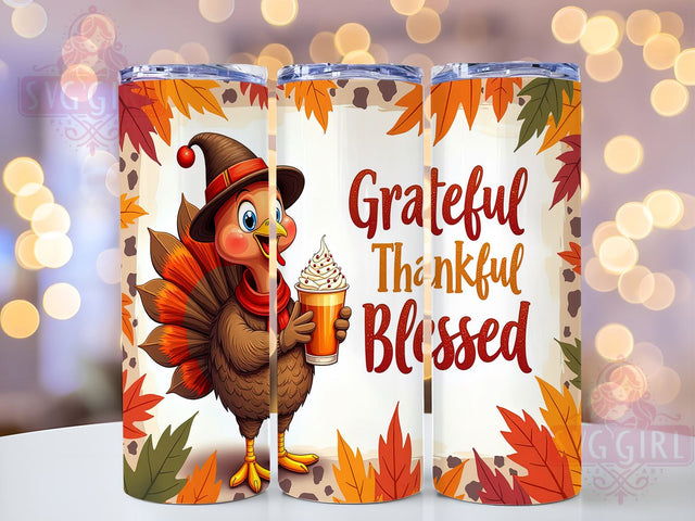 Grateful Tumbler, Thankful Tumbler, Blessed Tumbler, Thanksgiving Gift, Sublimation Tumbler, Holiday Tumbler, 20oz Tumbler, PNG Design Sublimation SvggirlplusArt 