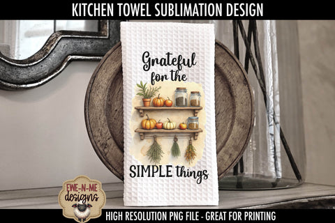 Grateful - Well Seasoned Fall Kitchen Towel Sublimation PNGs Sublimation Ewe-N-Me Designs 