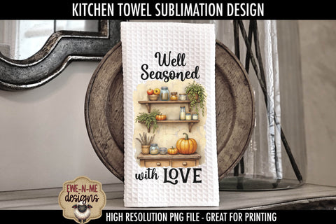 Grateful - Well Seasoned Fall Kitchen Towel Sublimation PNGs Sublimation Ewe-N-Me Designs 