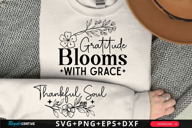 Gratitude Blooms with Grace Sleeve SVG Design, Christian Sleeve SVG, Faith SVG Design, Jesus Sleeve SVG SVG Regulrcrative 