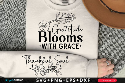 Gratitude Blooms with Grace Sleeve SVG Design, Christian Sleeve SVG, Faith SVG Design, Jesus Sleeve SVG SVG Regulrcrative 
