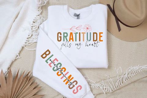 Gratitude Fills my Heart Sleeve SVG Design, Inspirational sleeve SVG, Motivational Sleeve SVG Design, Positive Sleeve SVG SVG Regulrcrative 