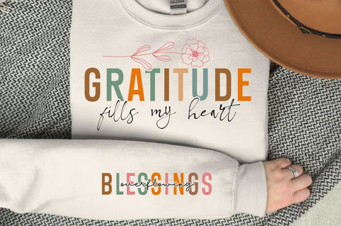 Gratitude Fills my Heart Sleeve SVG Design, Inspirational sleeve SVG, Motivational Sleeve SVG Design, Positive Sleeve SVG SVG Regulrcrative 
