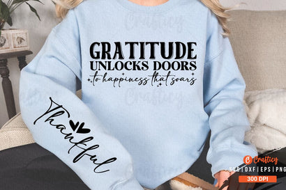 Gratitude unlocks doors to happiness that soars Sleeve SVG Design SVG Designangry 