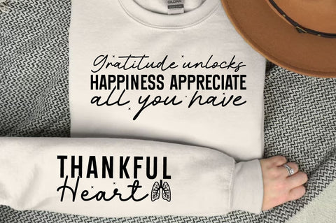 Gratitude unlocks happiness appreciate all you have Sleeve SVG Design SVG Designangry 