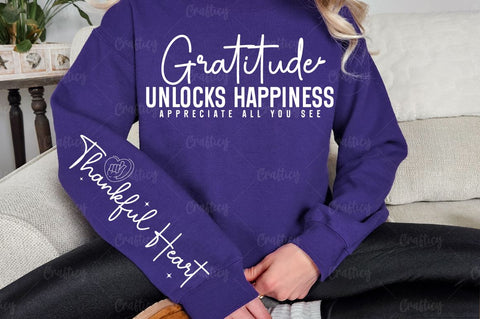 Gratitude unlocks happiness appreciate all you see Sleeve SVG Design SVG Designangry 