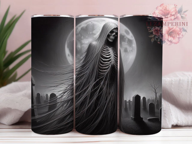 Graveyard Ghost Haunted Halloween Tumbler, Spooky Halloween Wrap, Haunted Cemetery PNG, 20oz Sublimation Design, Gothic Ghost Cup, Creepy Tombstone Art, Paranormal Tumbler Wrap Sublimation Li Zamperini 