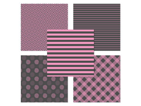 Gray and Pink Digital Paper Pack Digital Pattern LKM DigiDesigns 