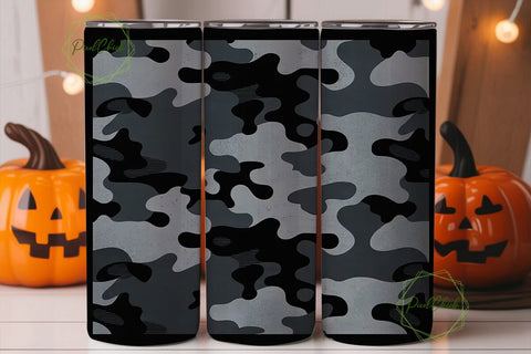 Gray Camouflage 20oz Tumbler Wrap Sublimation PixelChick 
