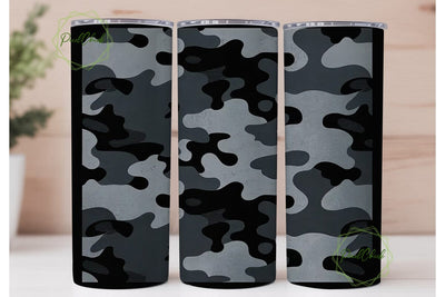 Gray Camouflage 20oz Tumbler Wrap Sublimation PixelChick 