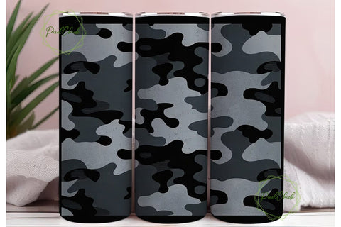 Gray Camouflage 20oz Tumbler Wrap Sublimation PixelChick 