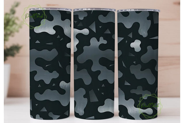 Gray Camouflage 20oz Tumbler Wrap Sublimation PixelChick 