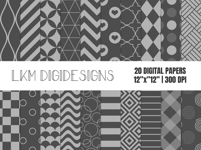 Gray Digital Paper Pack Digital Pattern LKM DigiDesigns 