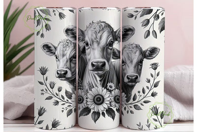 Grayscale Calf & Sunflower 20oz Tumbler Sublimation PixelChick 