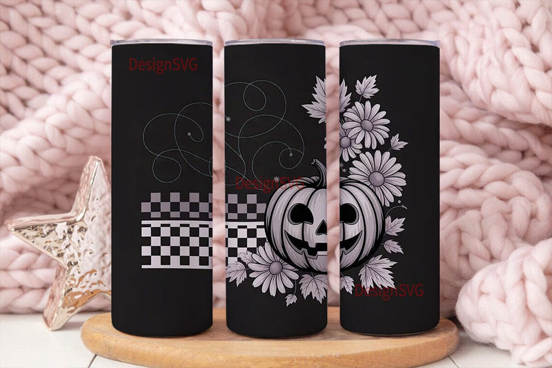 Grayscale Halloween 20oz Tumbler Wrap Sublimation DesignSVG 