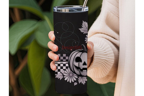 Grayscale Halloween 20oz Tumbler Wrap Sublimation DesignSVG 