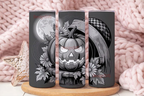 Grayscale Halloween 20oz Tumbler Wrap Sublimation DesignSVG 