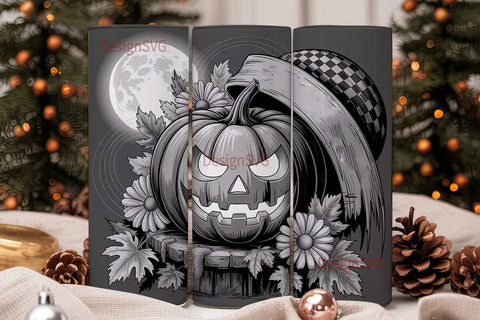 Grayscale Halloween 20oz Tumbler Wrap Sublimation DesignSVG 