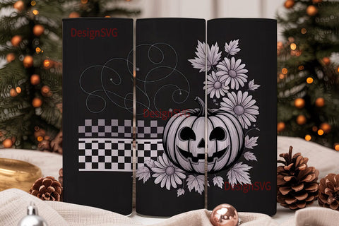 Grayscale Halloween 20oz Tumbler Wrap Sublimation DesignSVG 